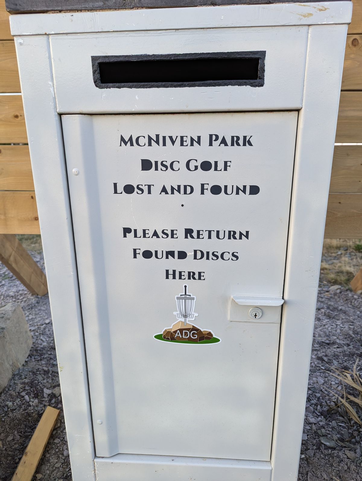 Lost and Found box located behind sign on Tee #1