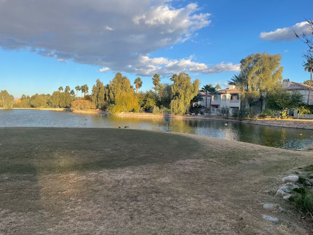 Hole 10(?) - Short throw over water, death putt back!