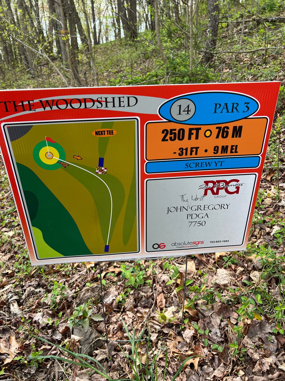 Hole #14 sign