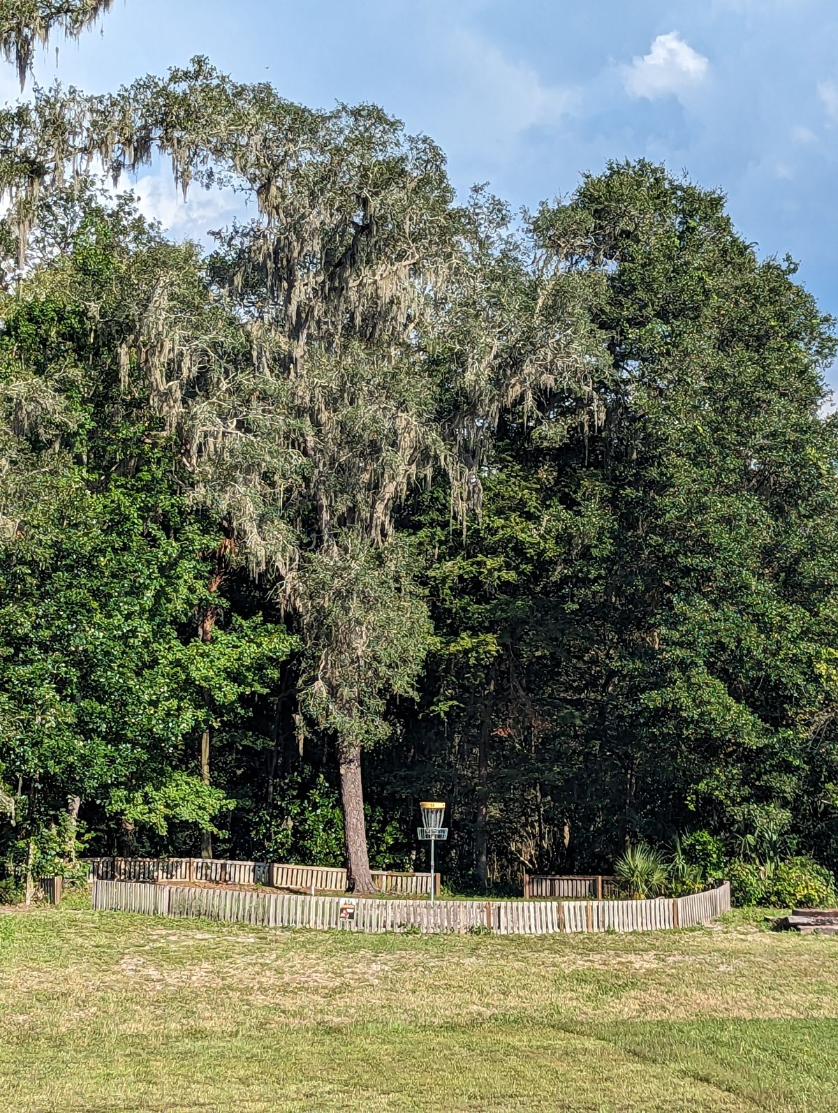 Hole 12 island fence is repaired.