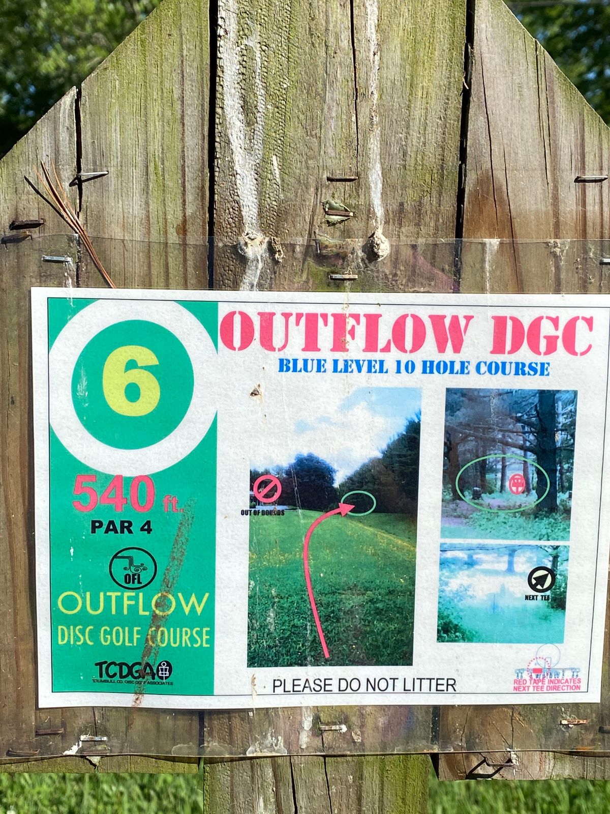 The hole is over the ditch