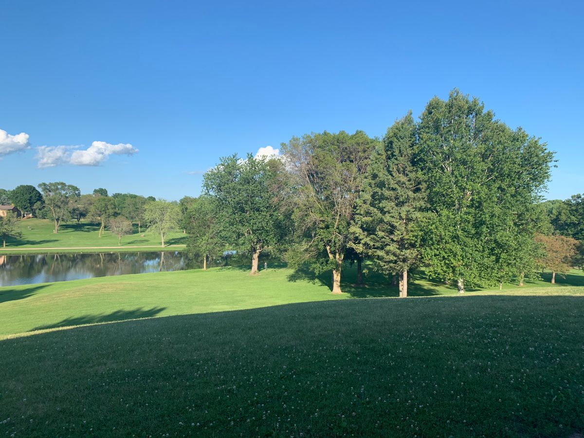 Hole 18 basket from fairway