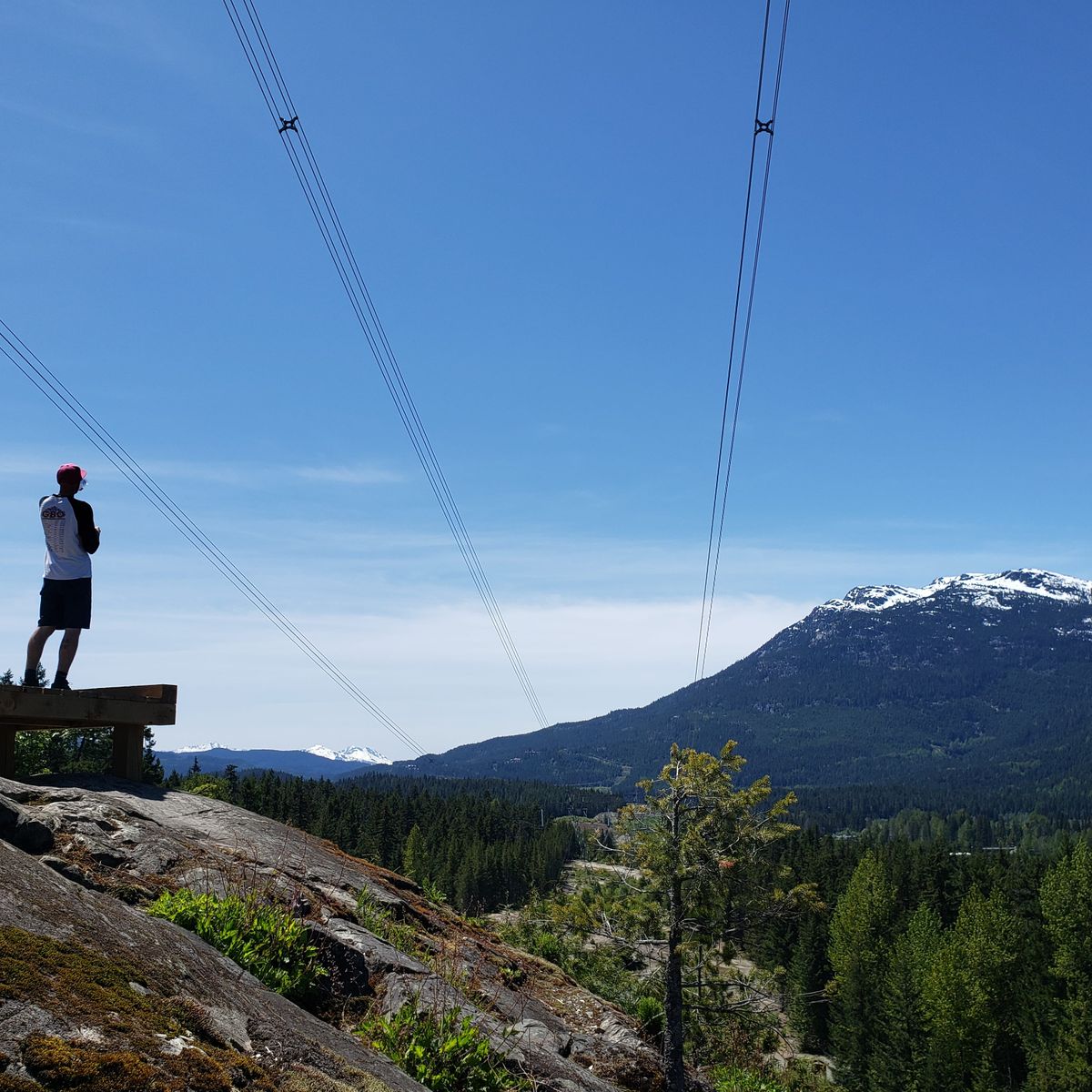Taking in the mountain views from the deck on hole 18.