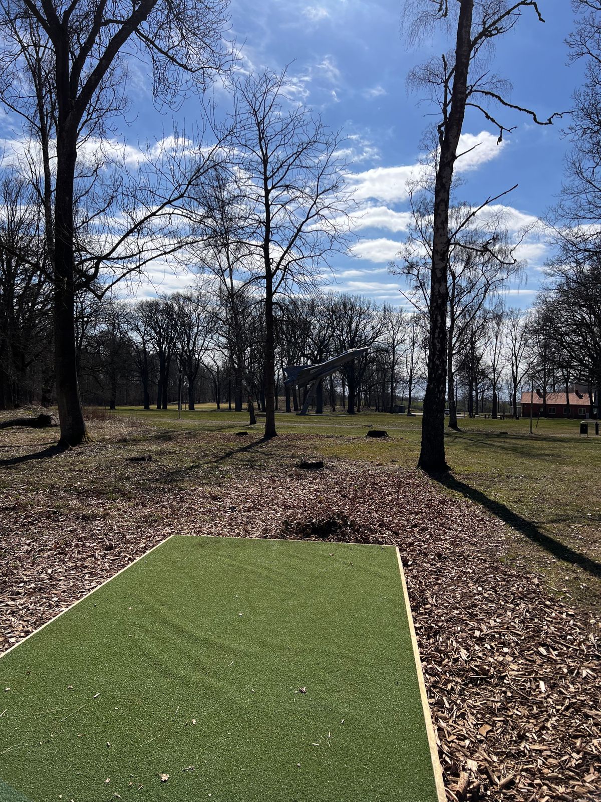 Tee hole 2, plays 100m and not 77m as the sign says.