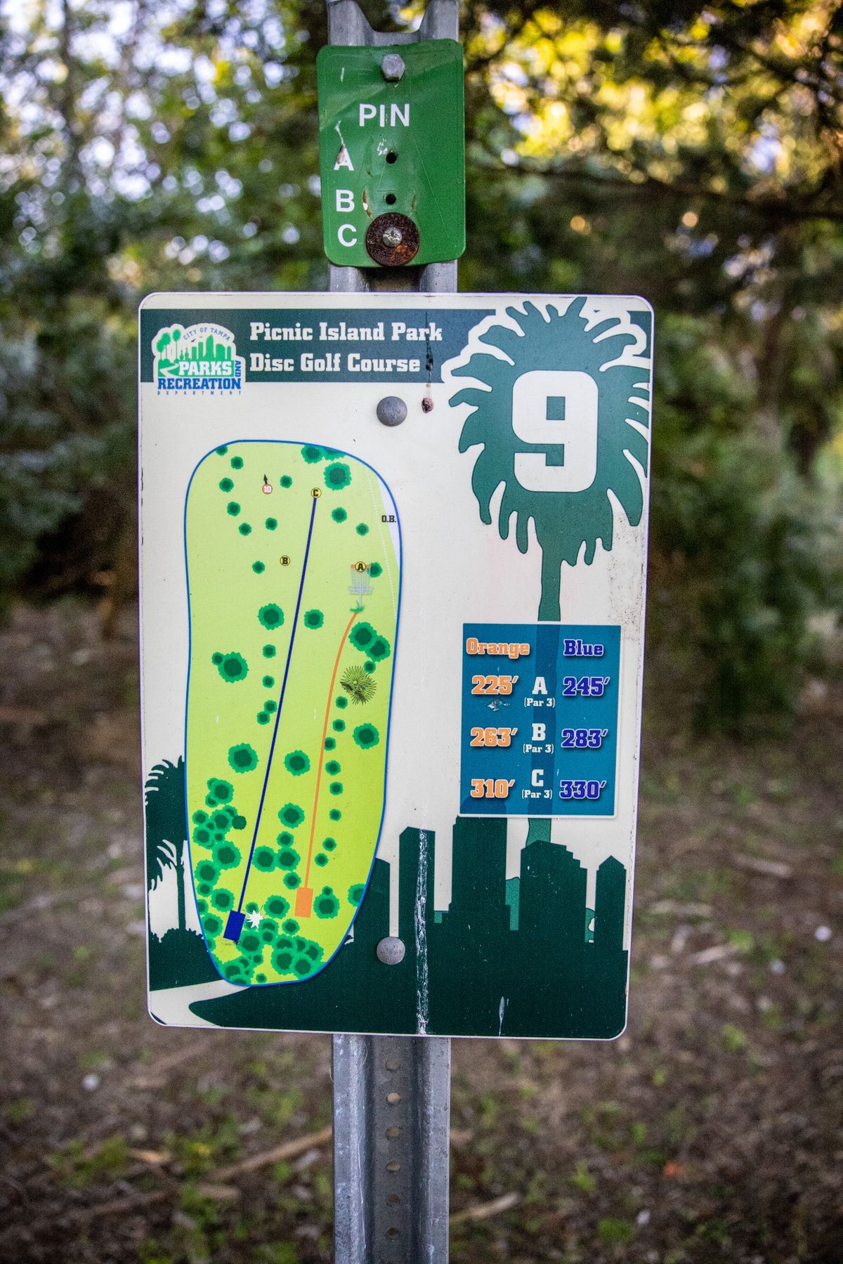 Hole 9 sign.