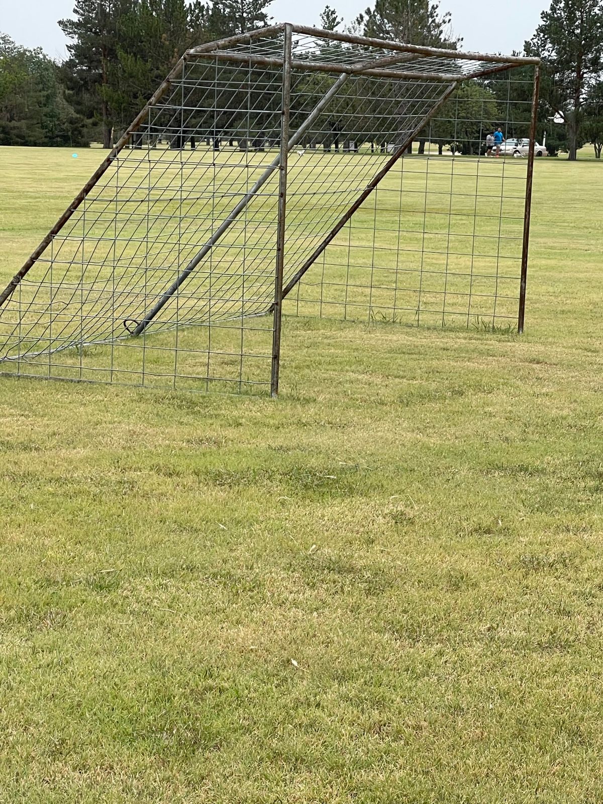 Old school Soviet Bloc soccer goals.