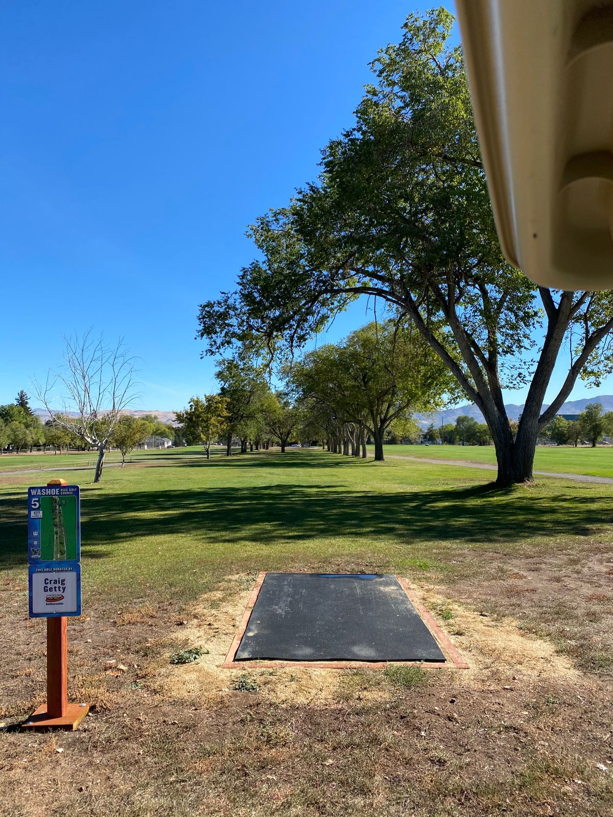 This tree alley is known as jail to the golfers. So cool to make it a disc hole!