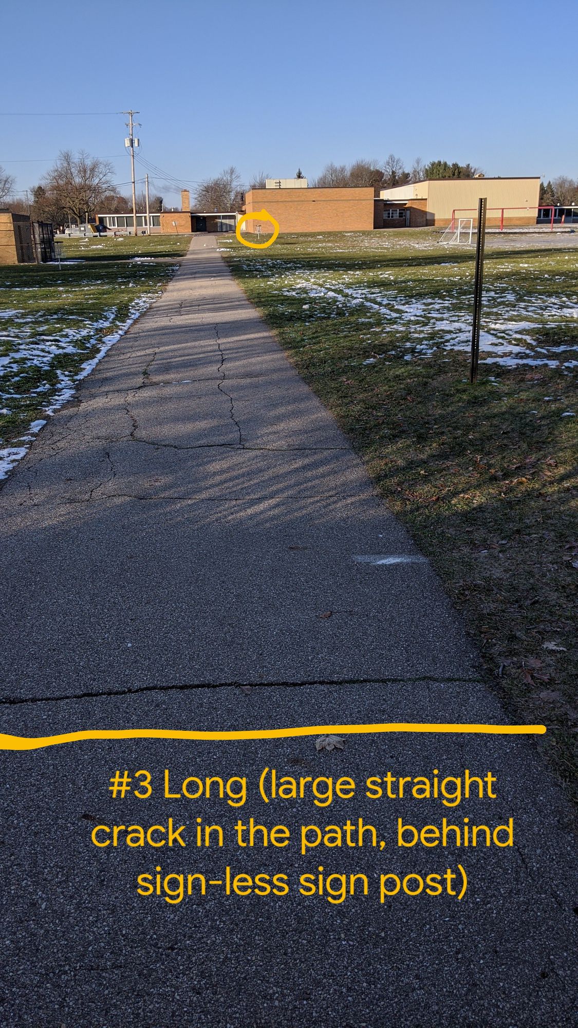 #3 Long Tee - Start on the path, right on the edge of the school property before the path goes into the neighborhood, basket near the school