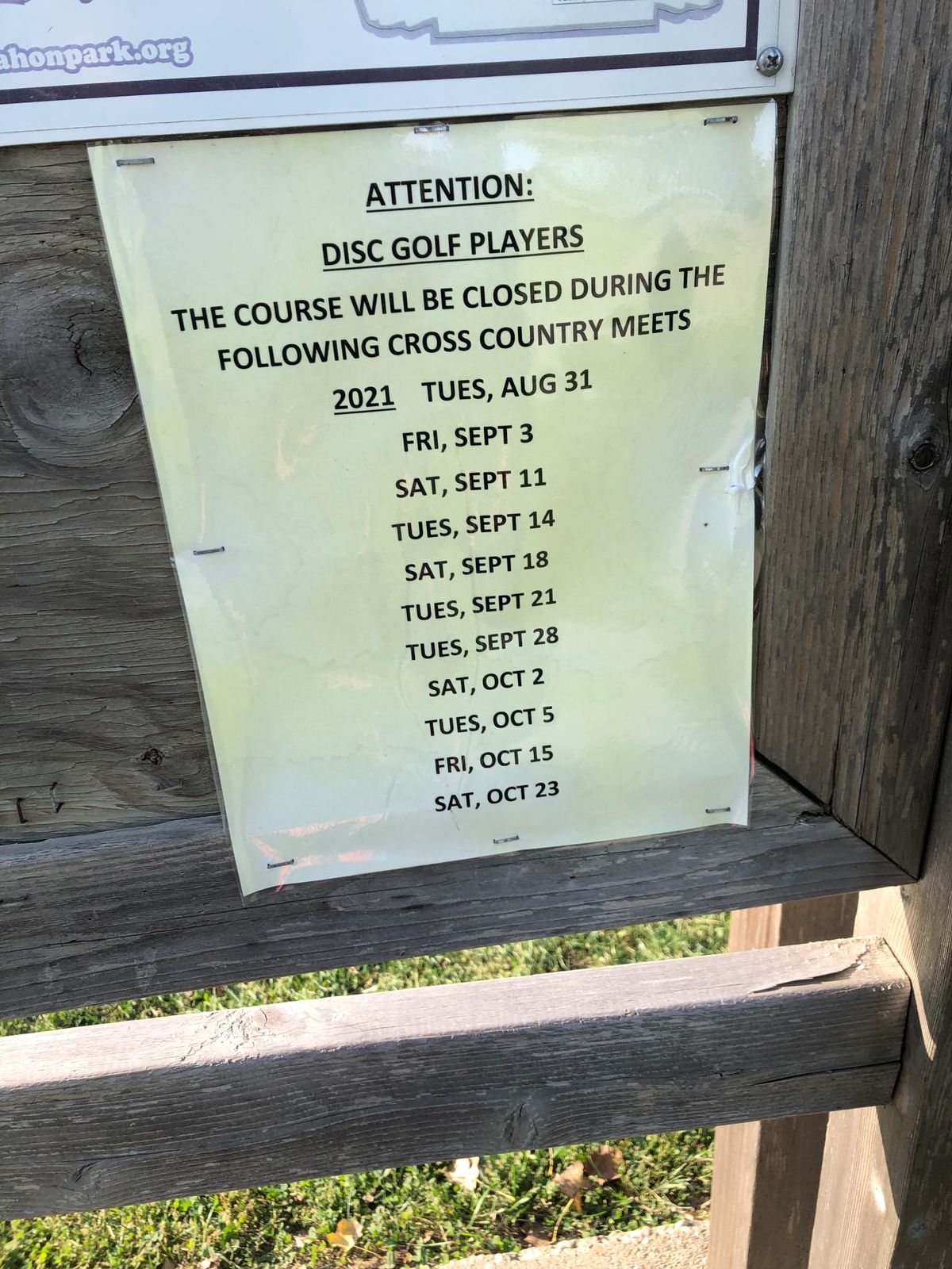 Days closed for cross country
