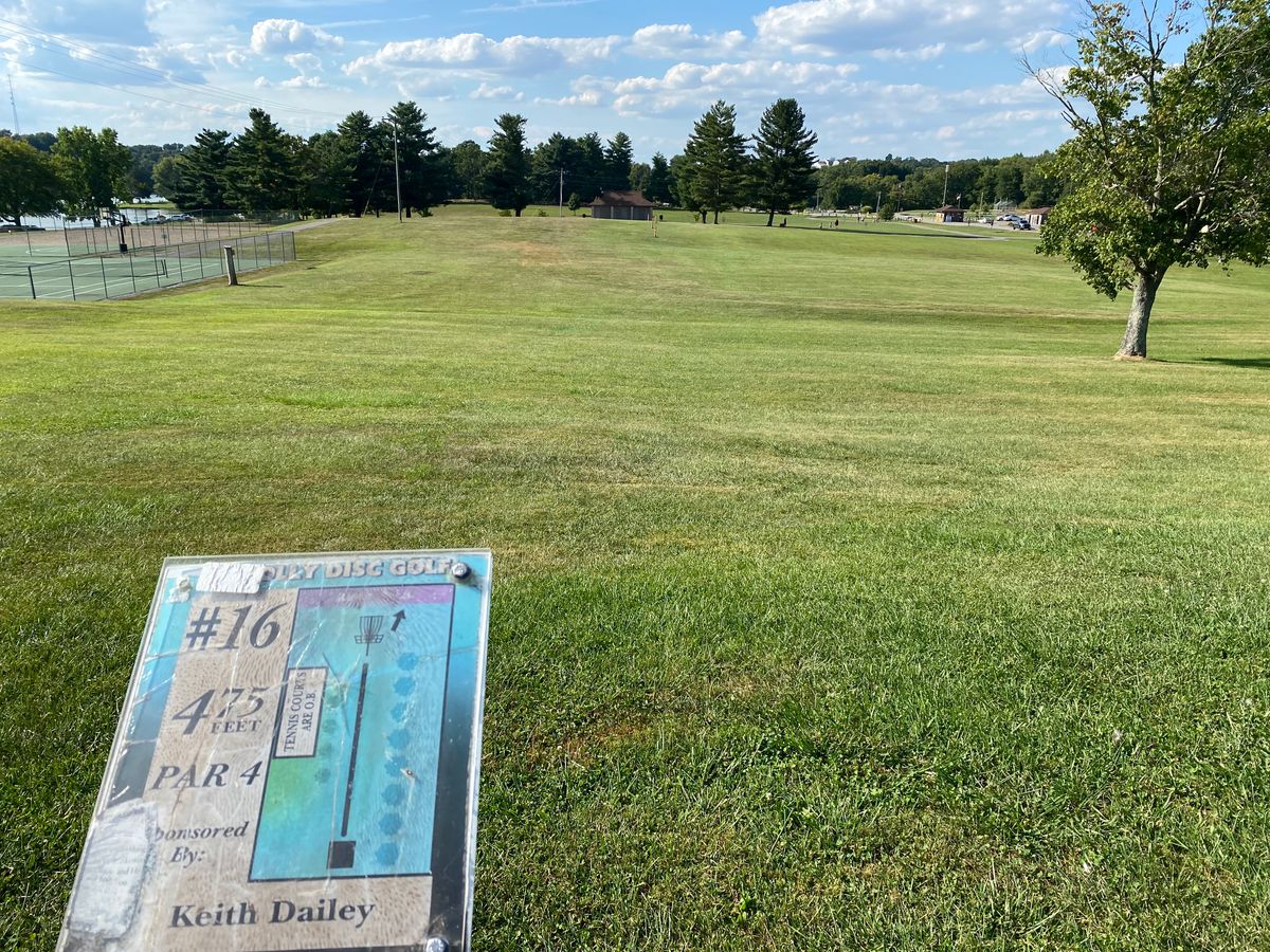 Hole 16, taken 9/4/2023.  Wide open distance hole, moderate downhill.