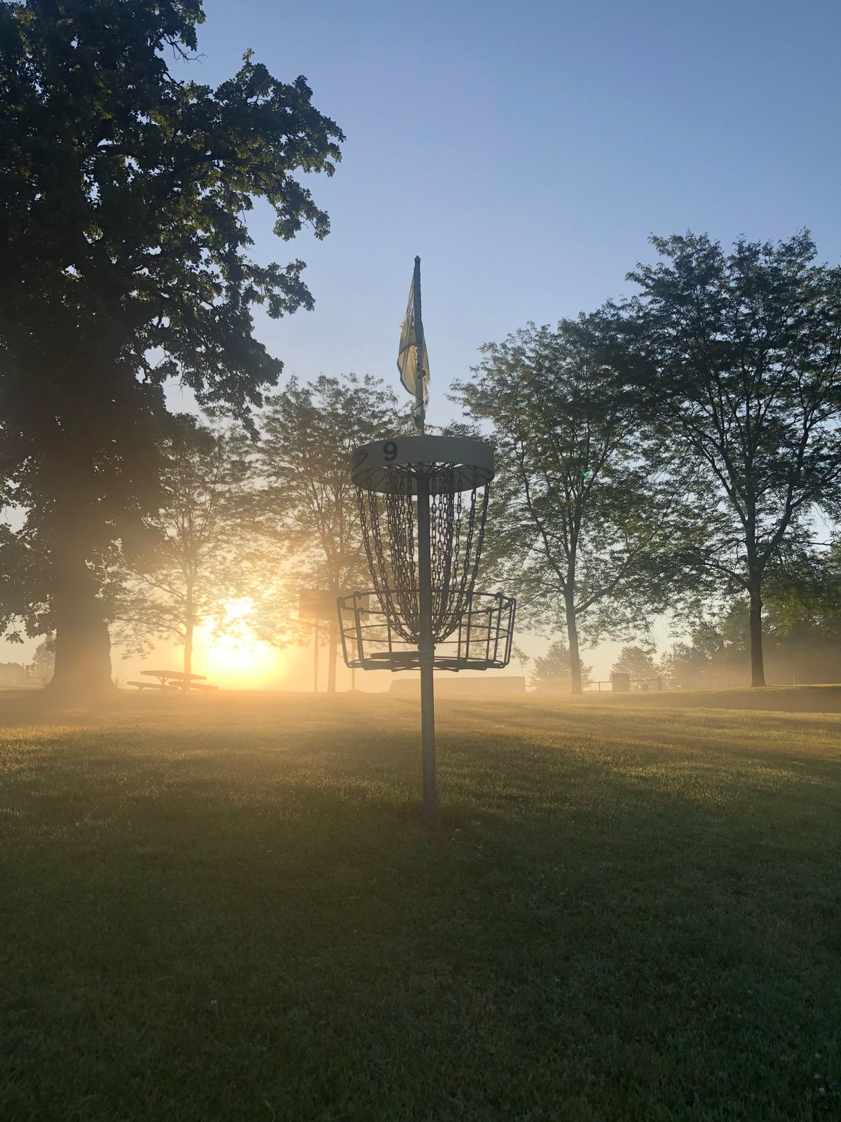 Sunrise and a morning fog behind 9