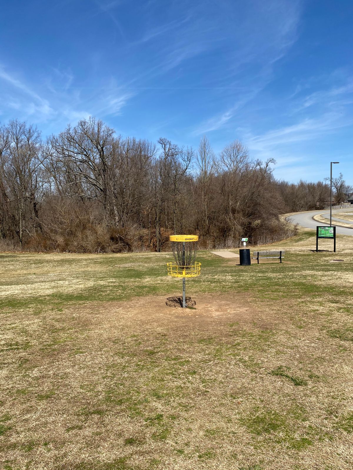 Nice practice basket before hole 1.