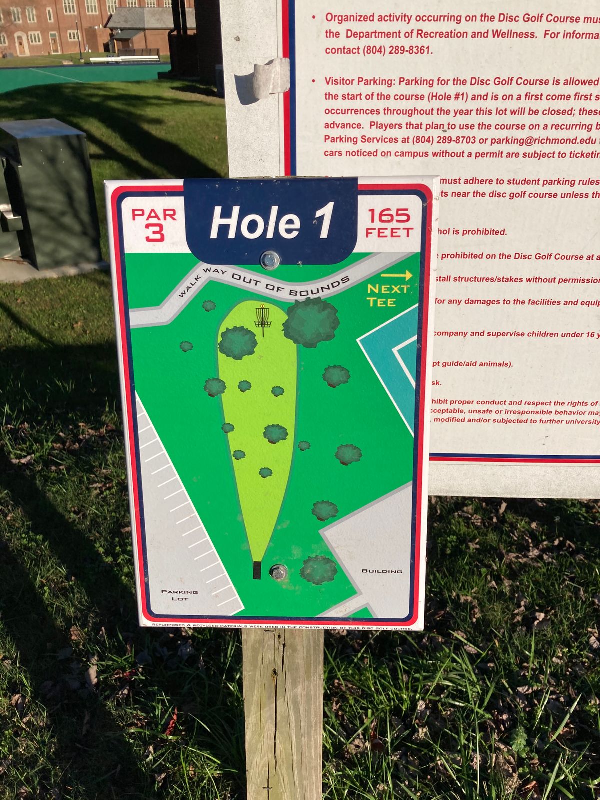 Hole 1 sign