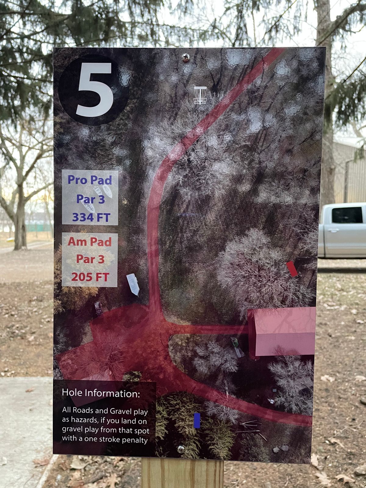 Hole 5 tee sign
