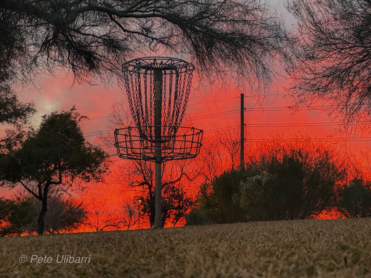 Hole 18 short pin in the grass