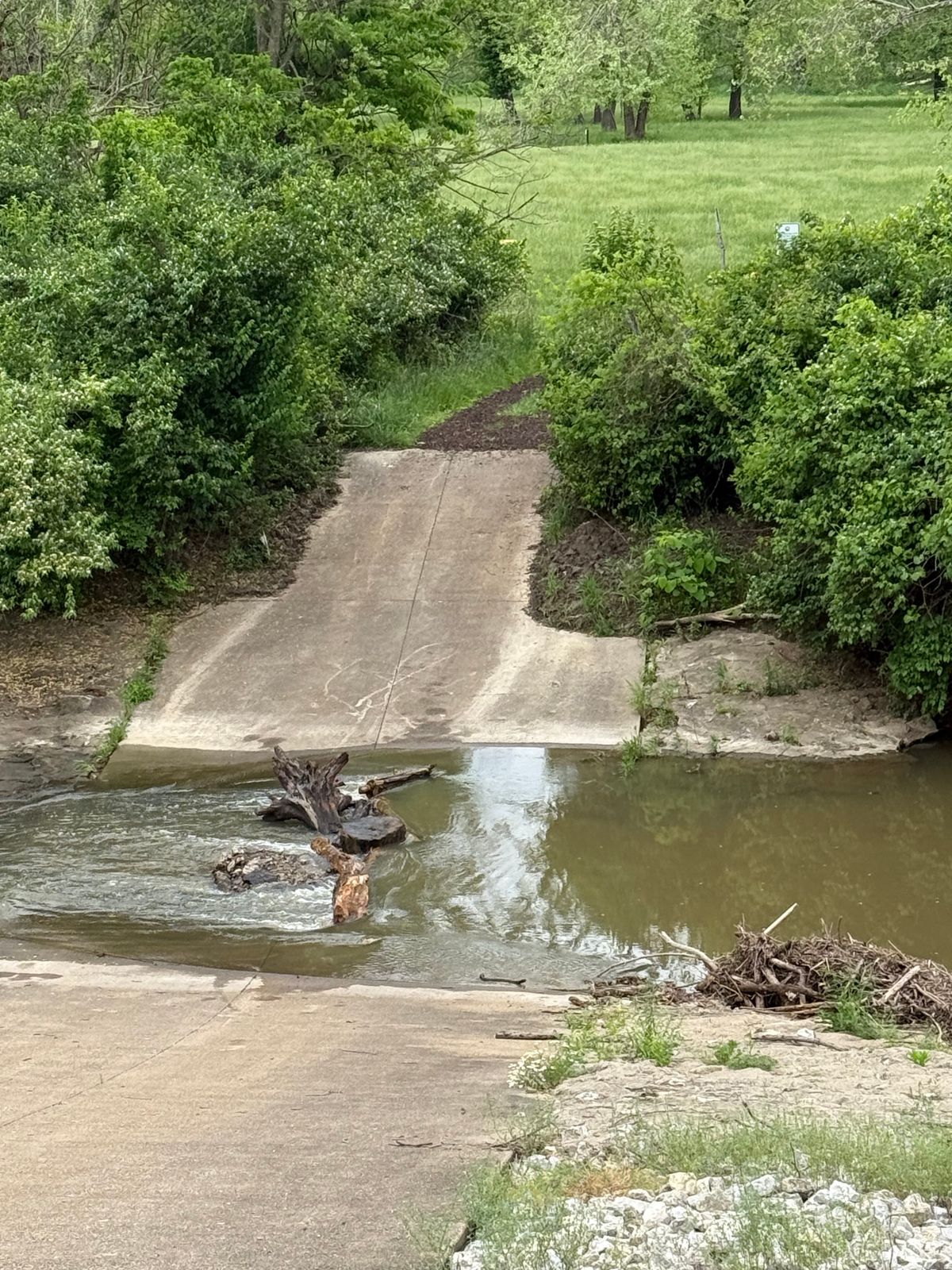 Entrance floods when water is high
