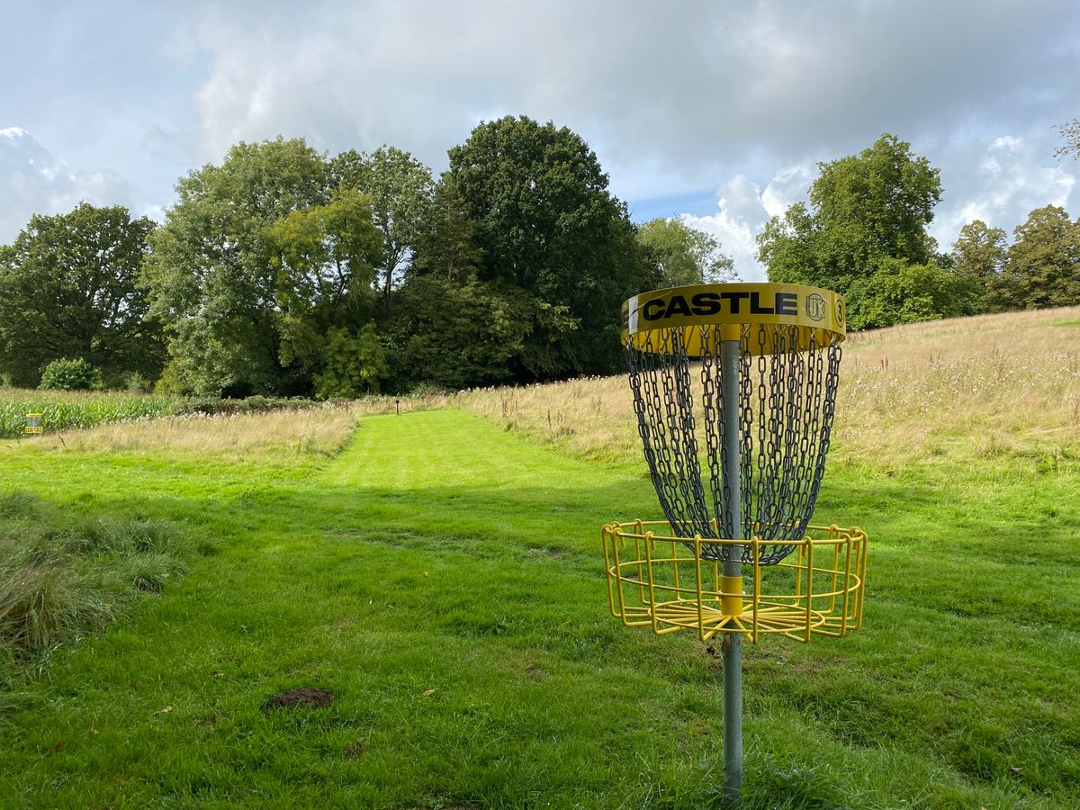 Hole three basket looking back towards tee