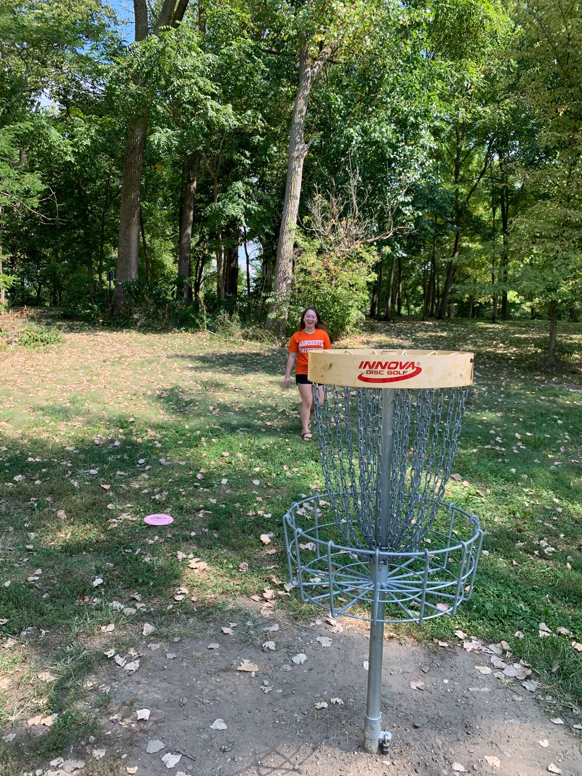 Tried to get an action photo and got nailed with a disc.  Lol