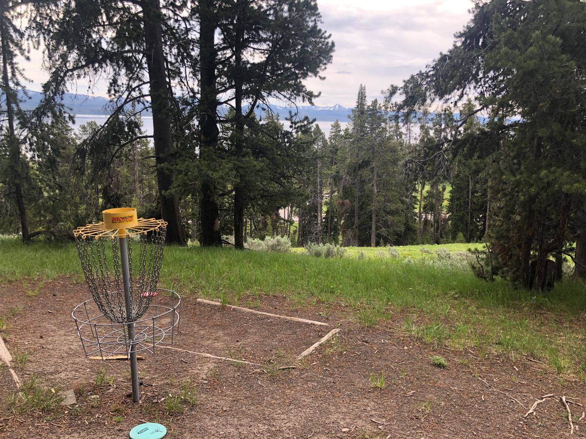 Basket used for holes 6 & 11 plus multiple tee pads for 12 & 15