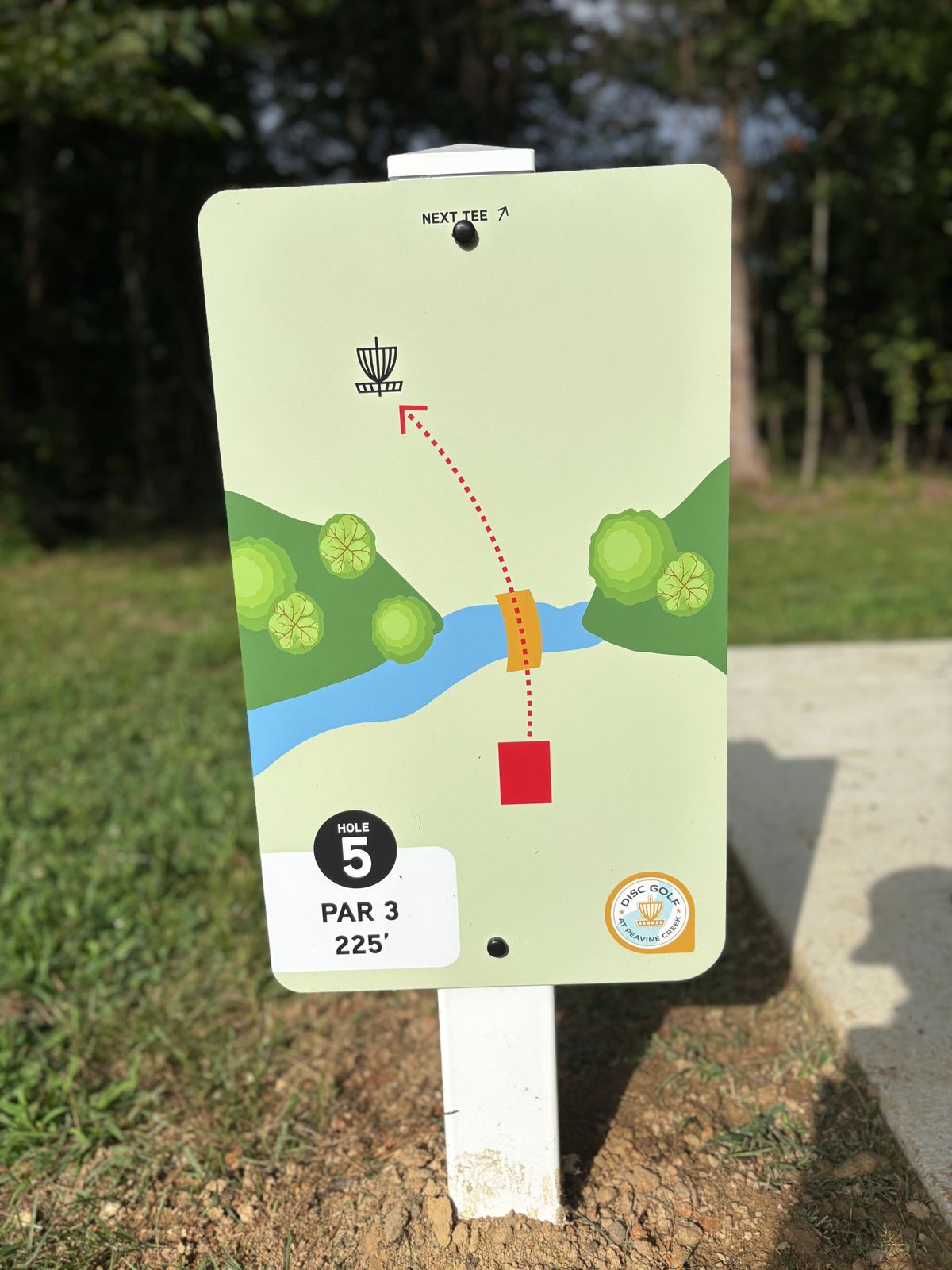 Hole 5 tee sign