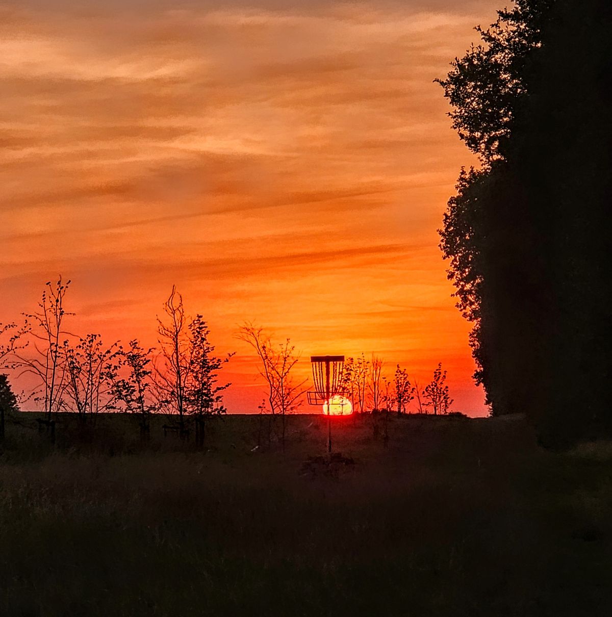 Sunset over hole 10 raise basket