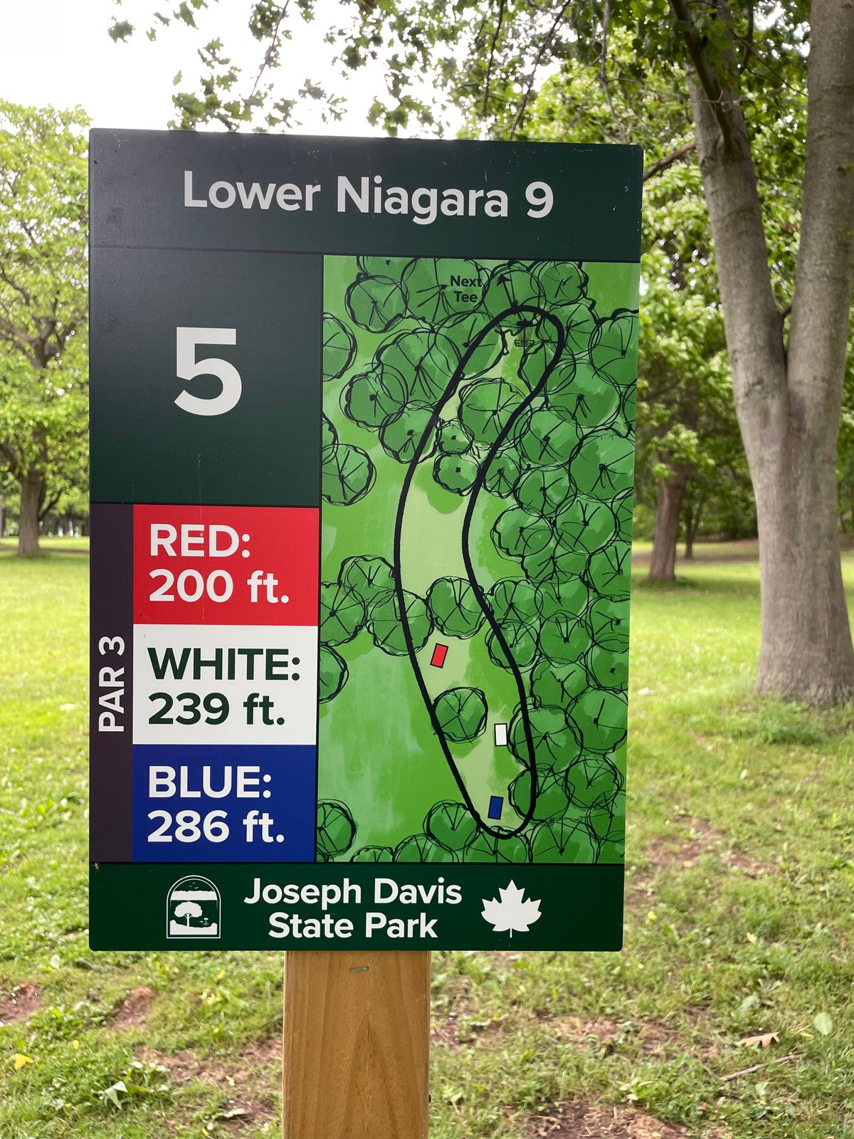 Hole 5 tee sign