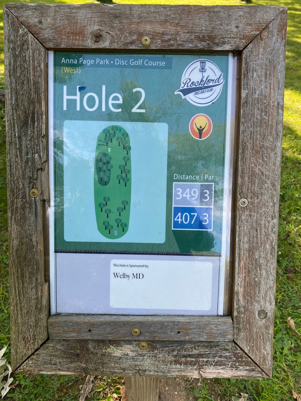 Hole 2 tee sign