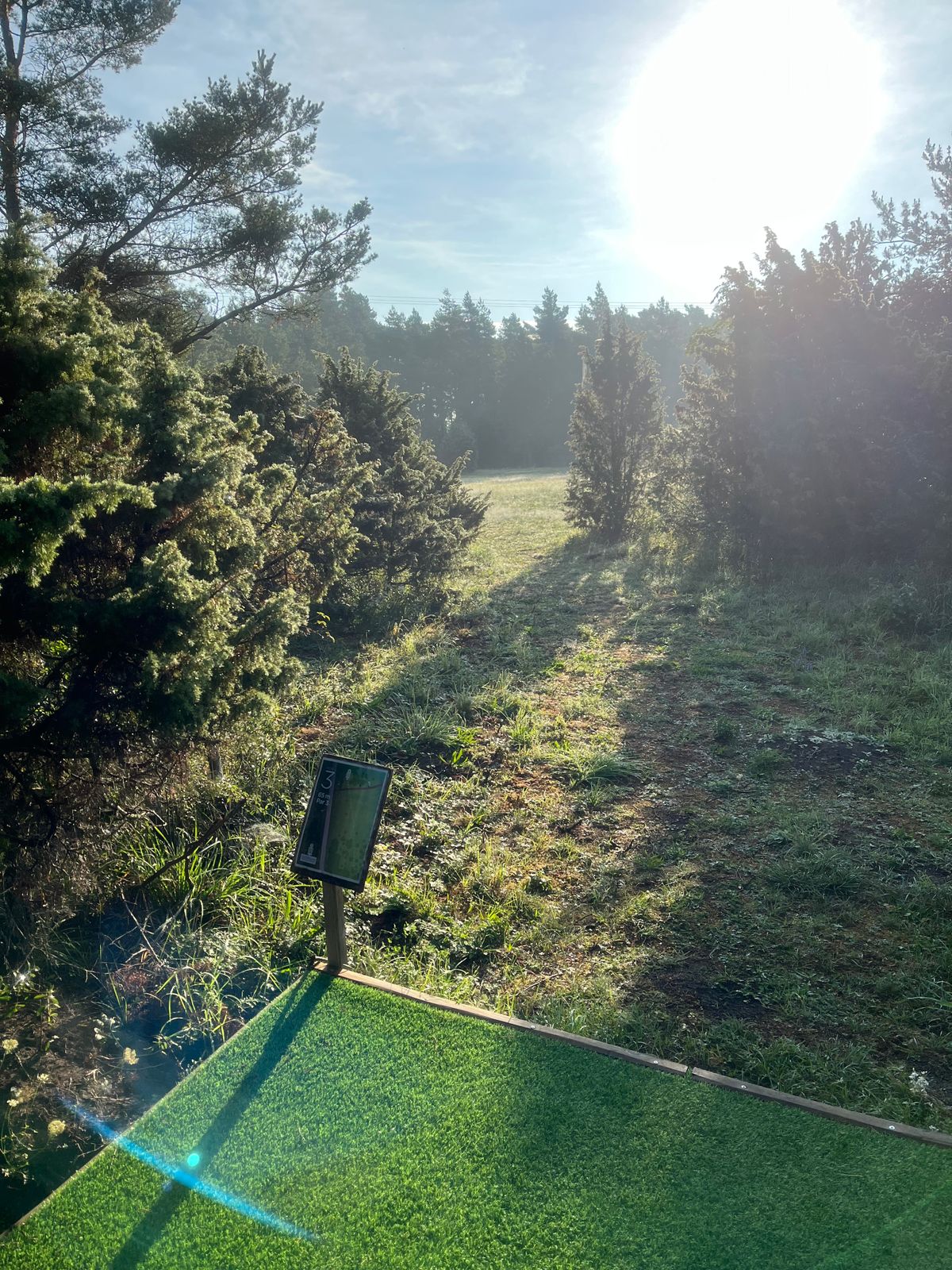 TEE Hole 3 OBS: se så ingen går på motionsspåret innan utkast!