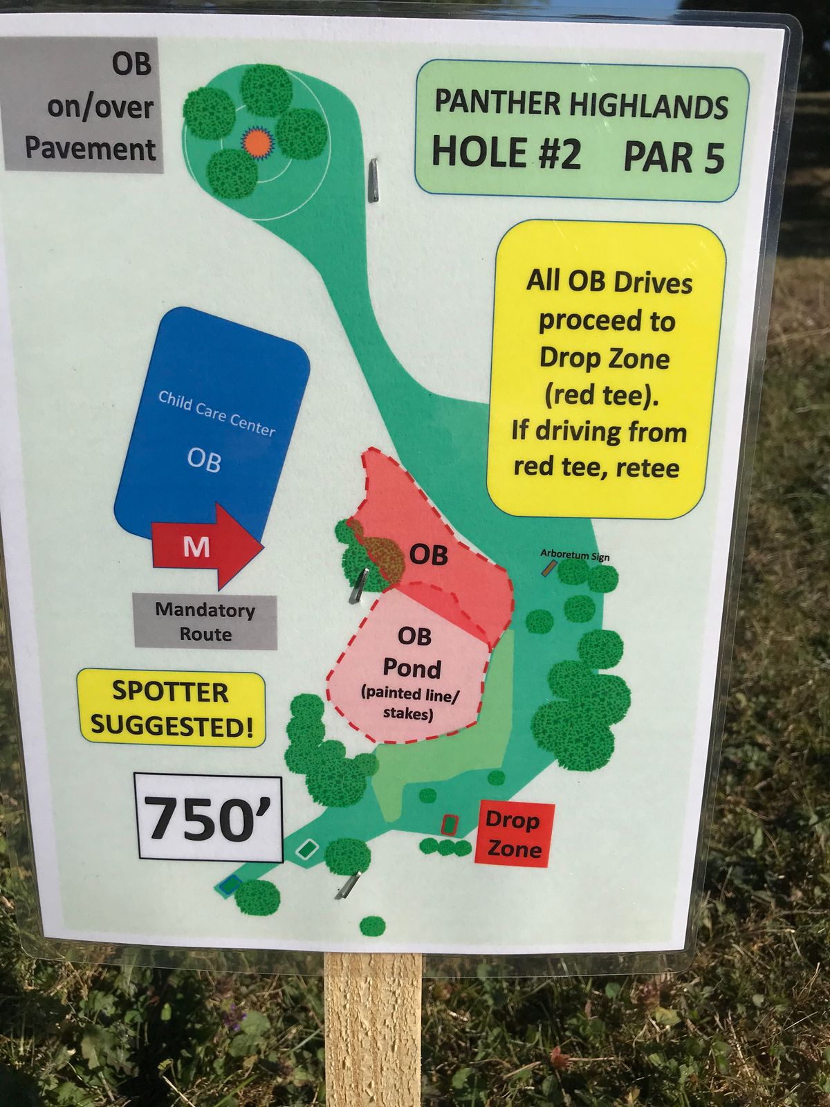 Hole 2 white tee sign.