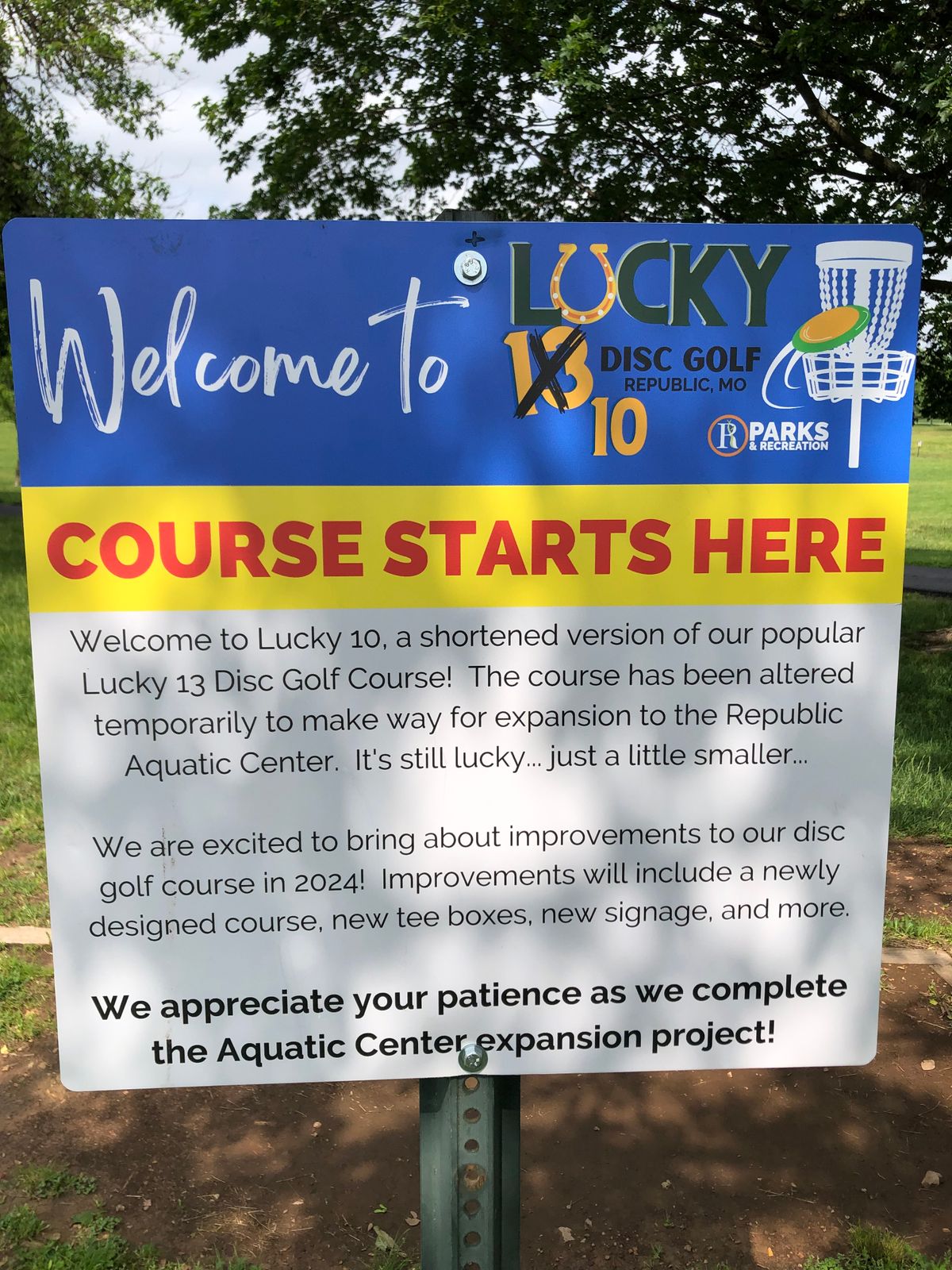 New temporary course layout during aquatic center construction.