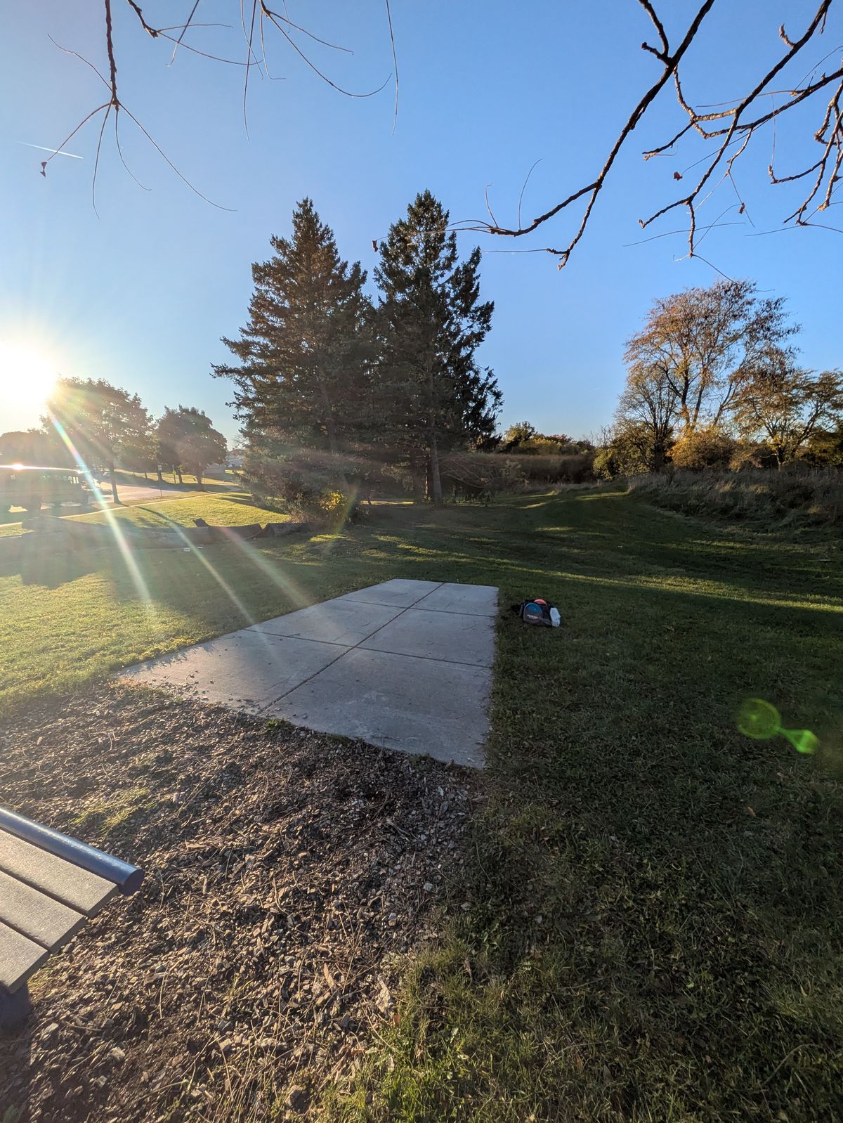 Hole 12. Tunnel shot through the pines or a big hyzer out right.