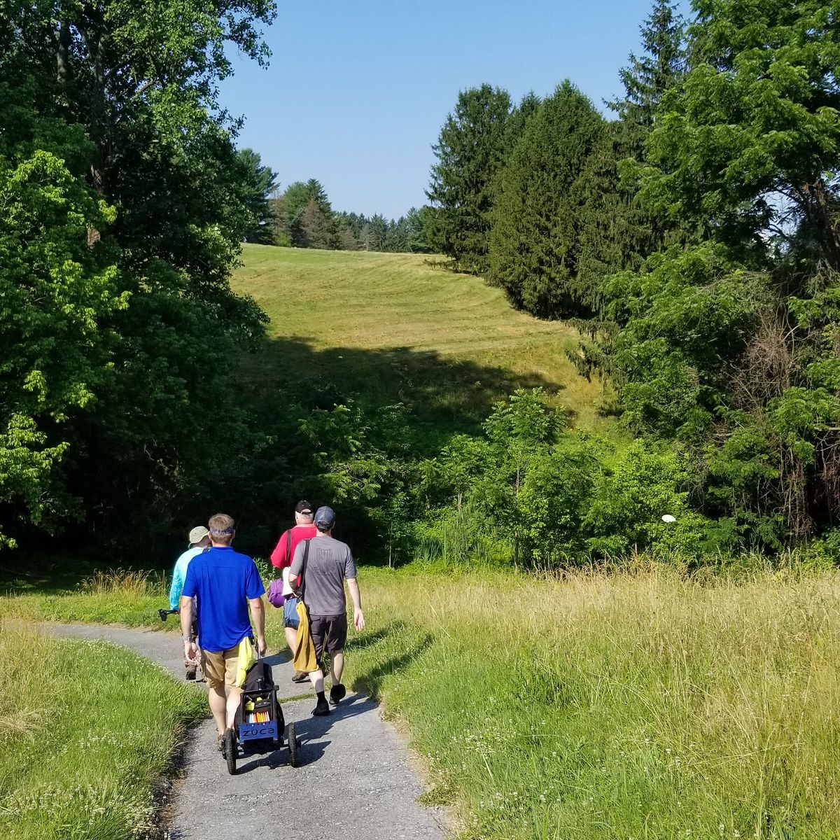 From hole 4, take path down and across the stream to get across.