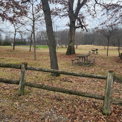 Short walk across the field from the parking lot to reach hole 1