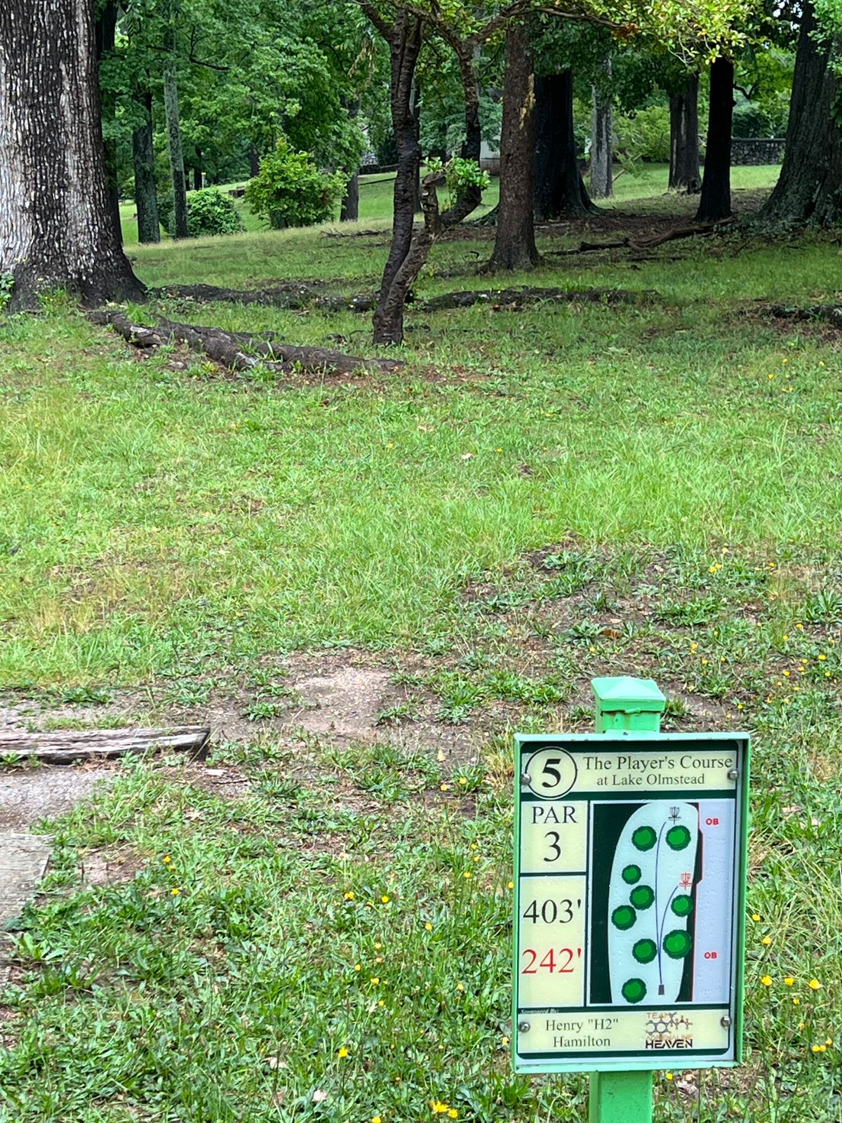 Hole has short red and long yellow basket. 
