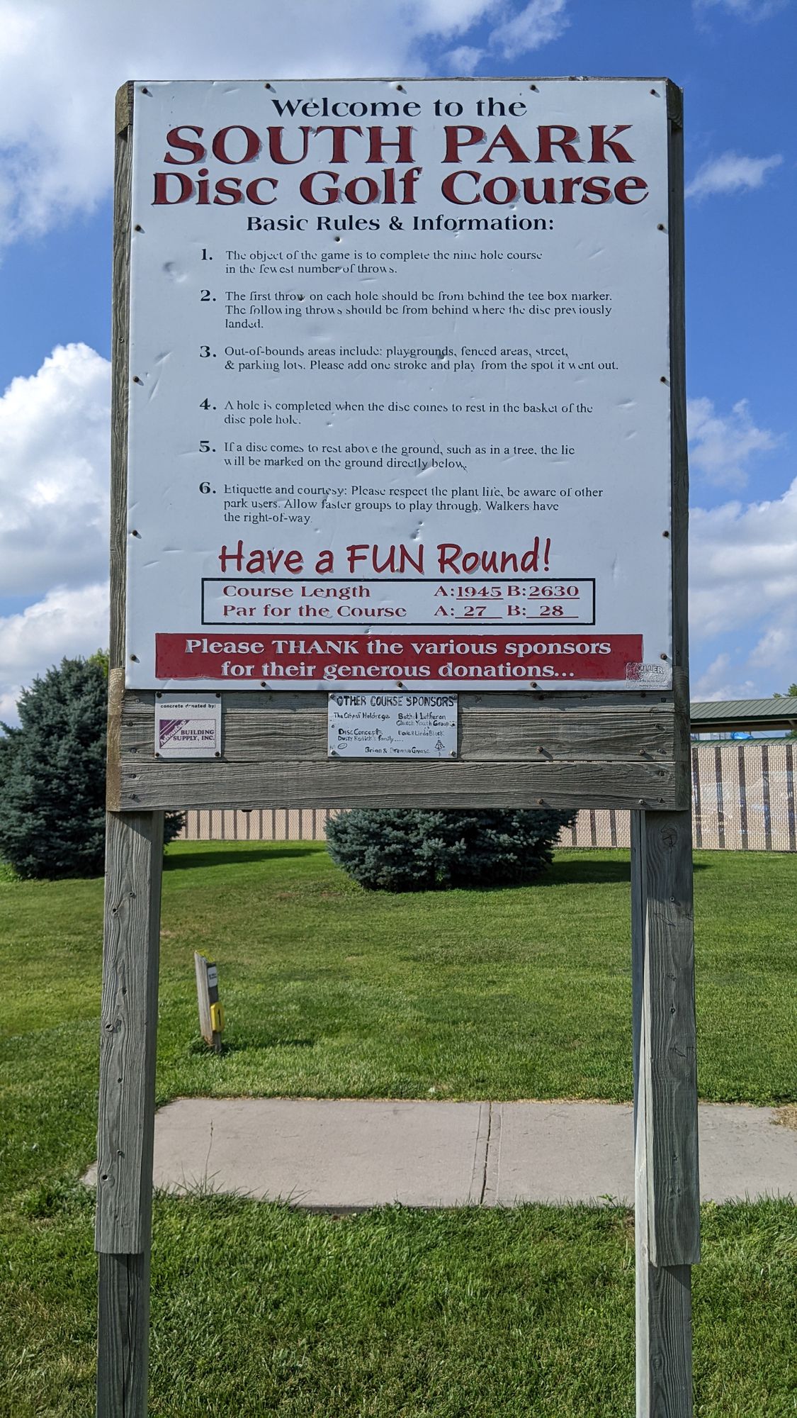 Holdrege South Park Disc Golf Course