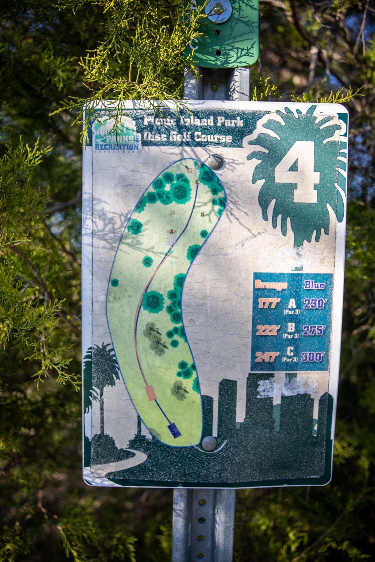 Hole 4 sign.