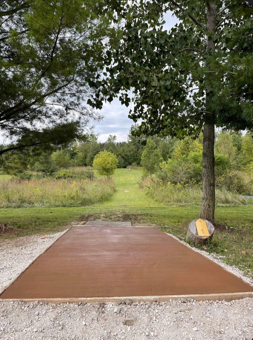 Concrete Tee Pads were poured in the fall of 2023.  These are considered White Tees.  Blue and Red Tees are our next goals.