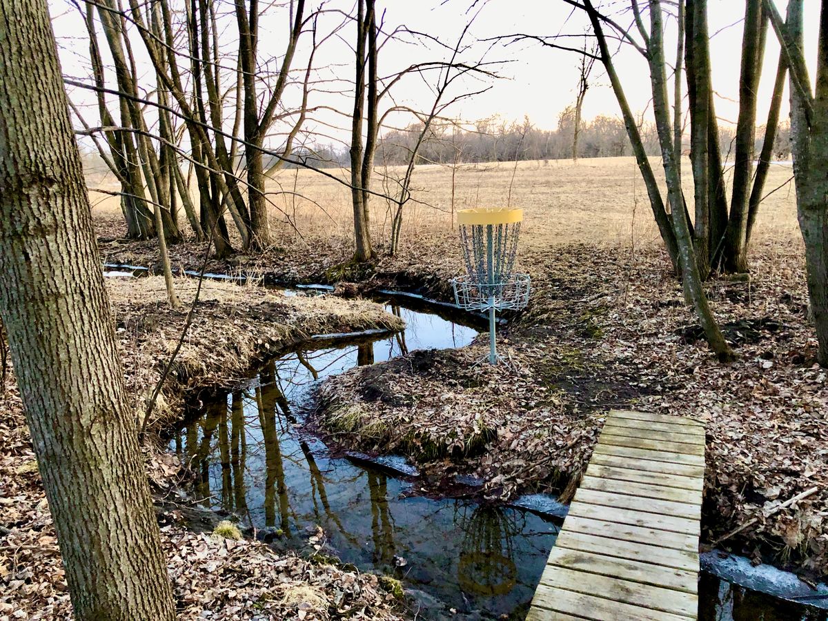 Hole 6, with the snow gone and the creek flowing.