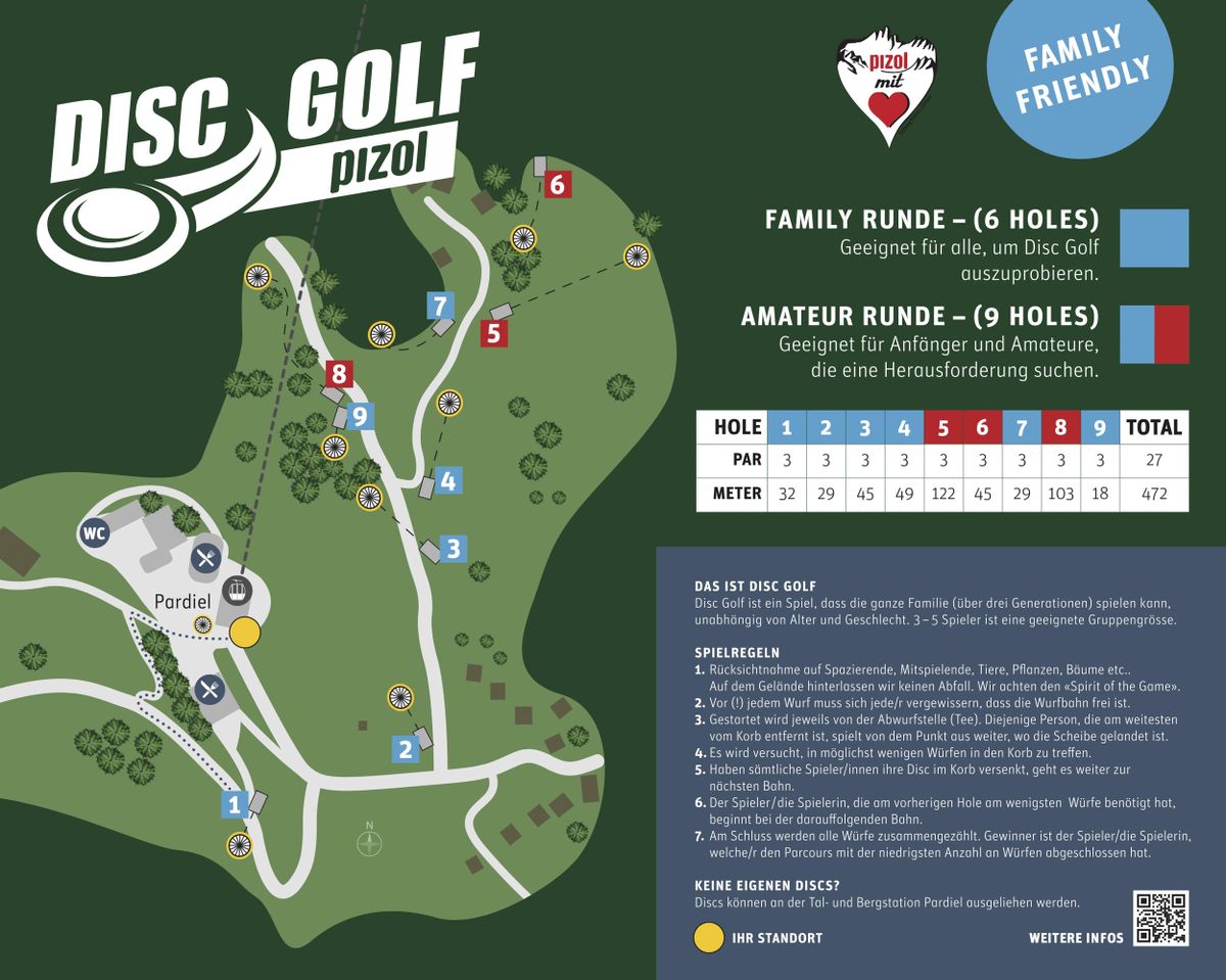 Course map and scorecard, available in print for free at the Pardiel gondola station.