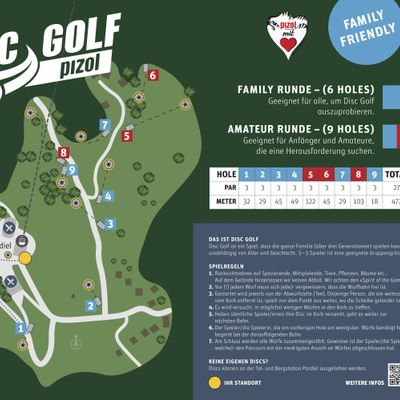 Course map and scorecard, available in print for free at the Pardiel gondola station.