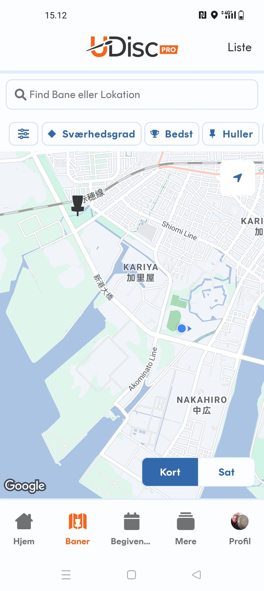 The blue dot is the correct location for the course in Ako, Japan. Not where the basket is.