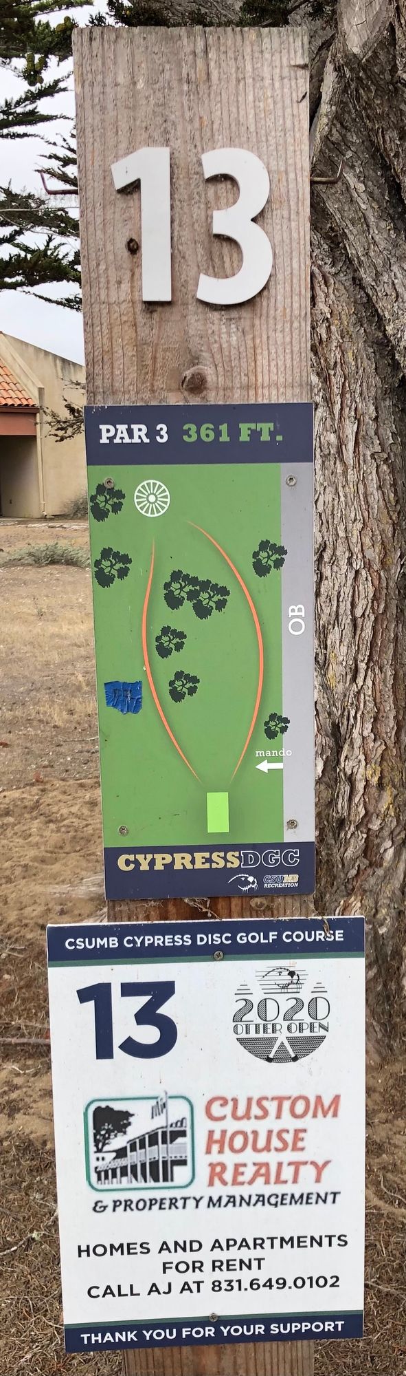 Hole 13's tee sign.
