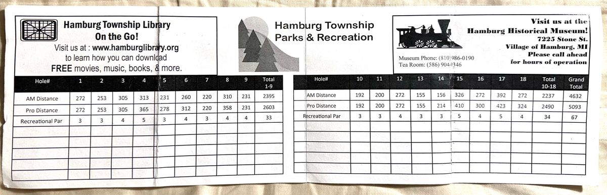 Scorecards at the course lists some holes as par 4 and some as 5 for recreational level play
