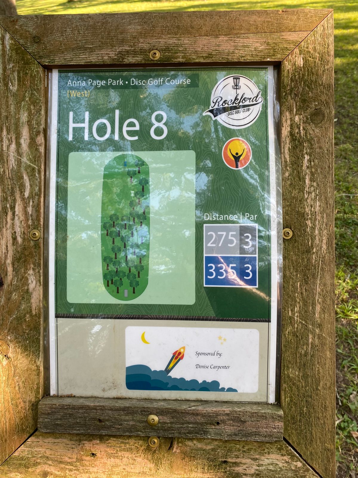 Hole 8 tee sign.