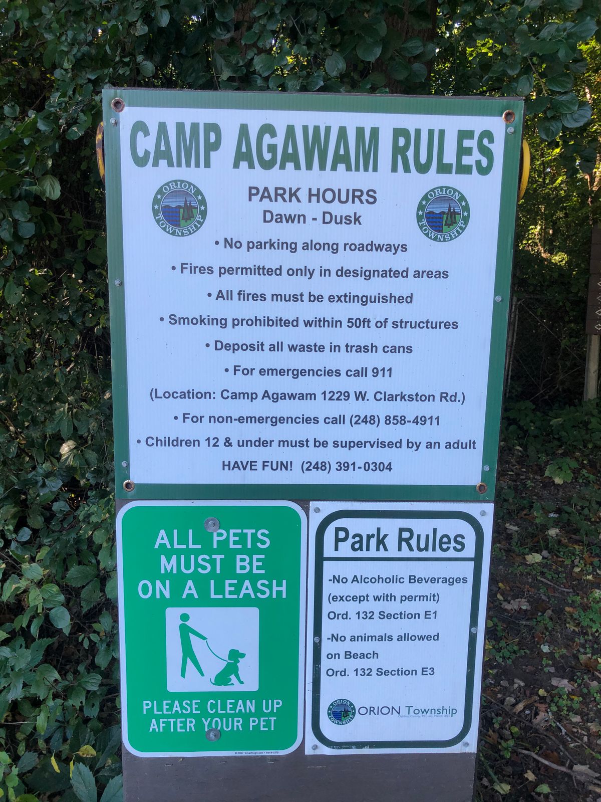 Camp Agawam Park rules.