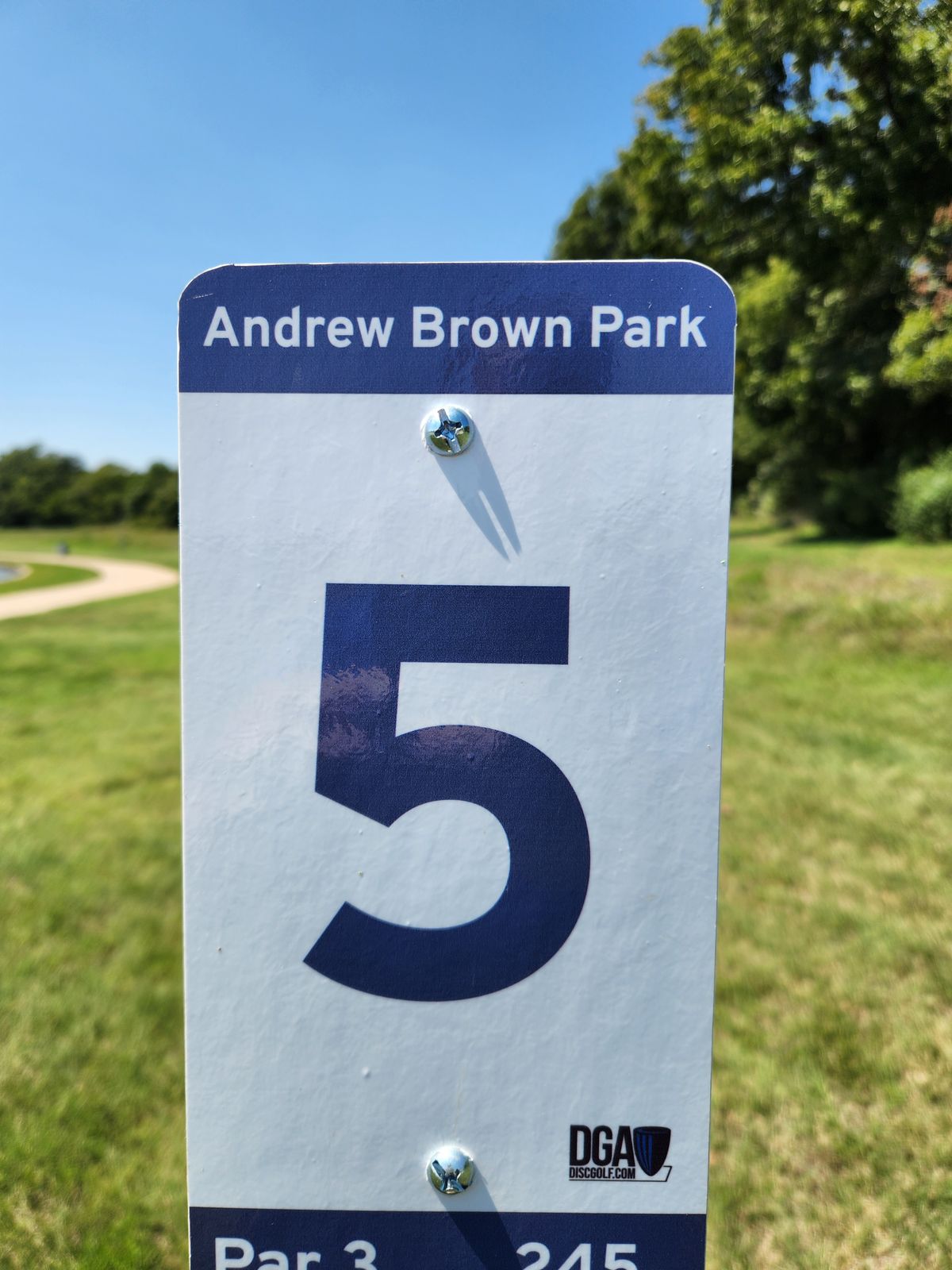 Hole 5 tee sign