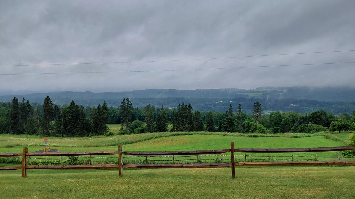 Looking out from the beer barn