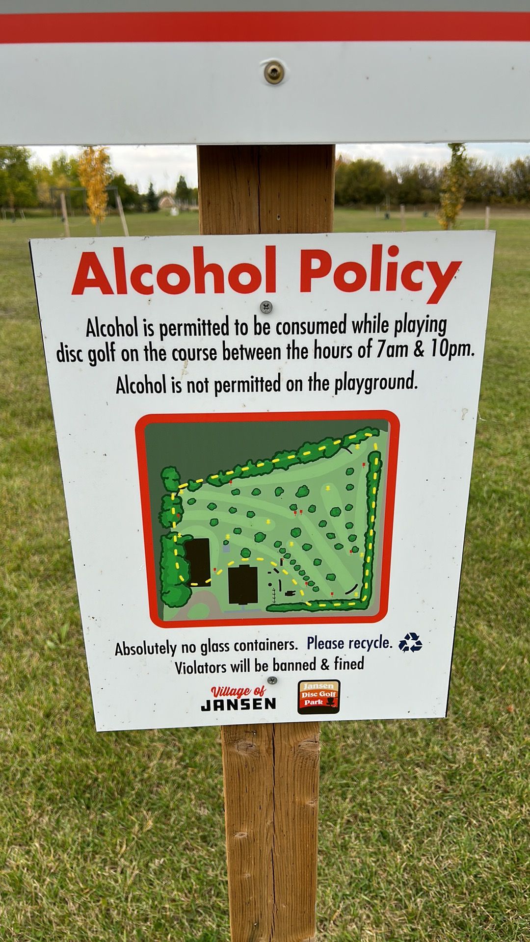 Alcohol permitted on the course.
