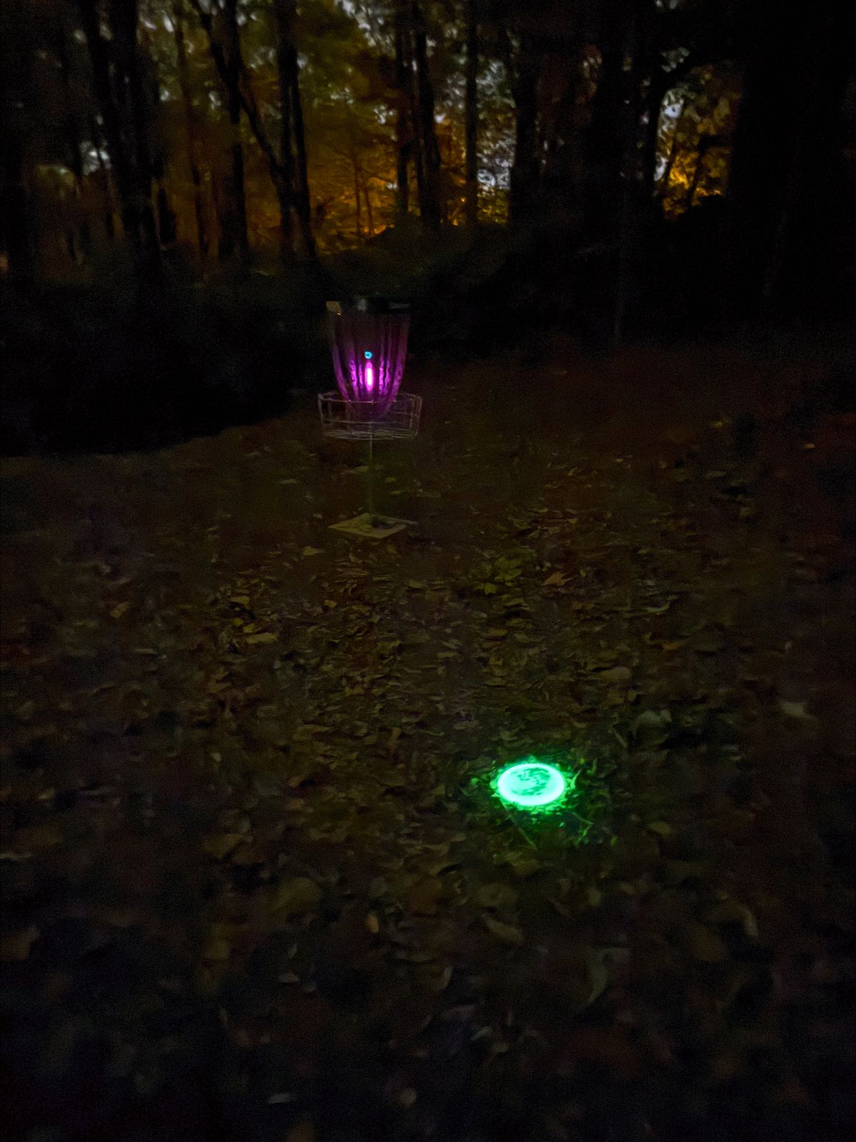 Little fun with a glow round. Hole 4 and missed the trees.