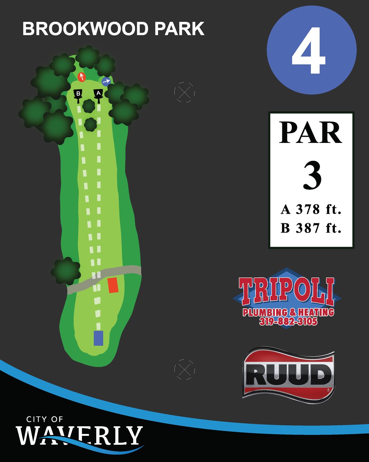 Hole 4 blue teepad sign